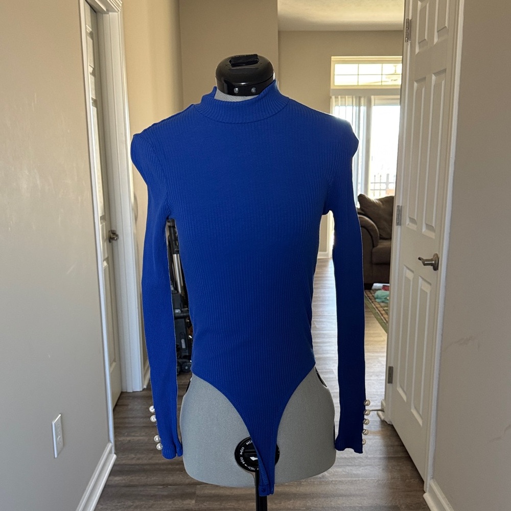 Royal Blue Long Sleeve ribbed Bodysuit